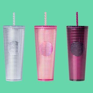 Starbucks Holiday Disco Ball Grid Tumbler Berry